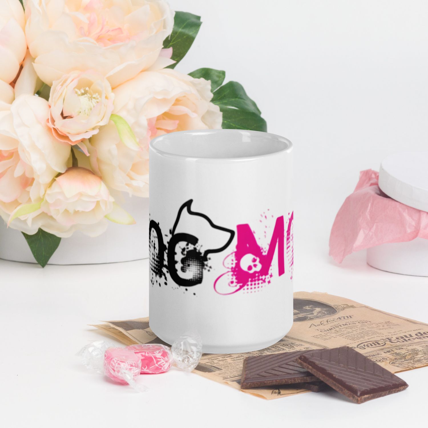 Weiße, glänzende Tasse Flamingo Edition