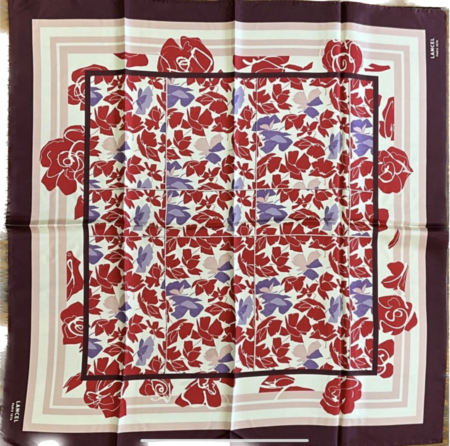 Lancel Paris écharpe en soie 88x87