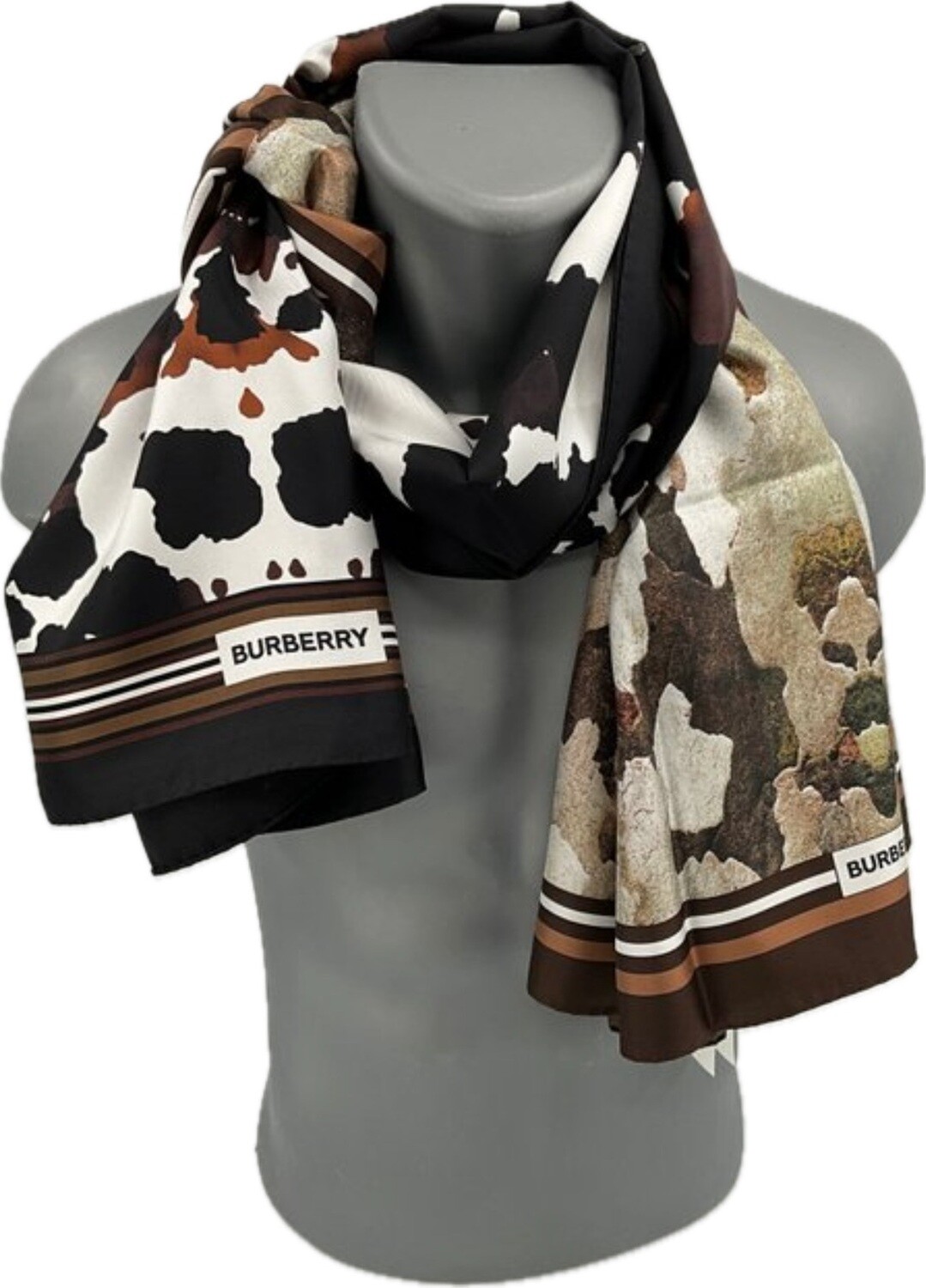 Burberry écharpe mixte en soie camouflage 180x90