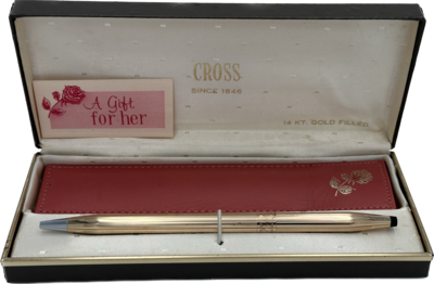 Cross coffret stylo bille et etui, plaqué or 14 k