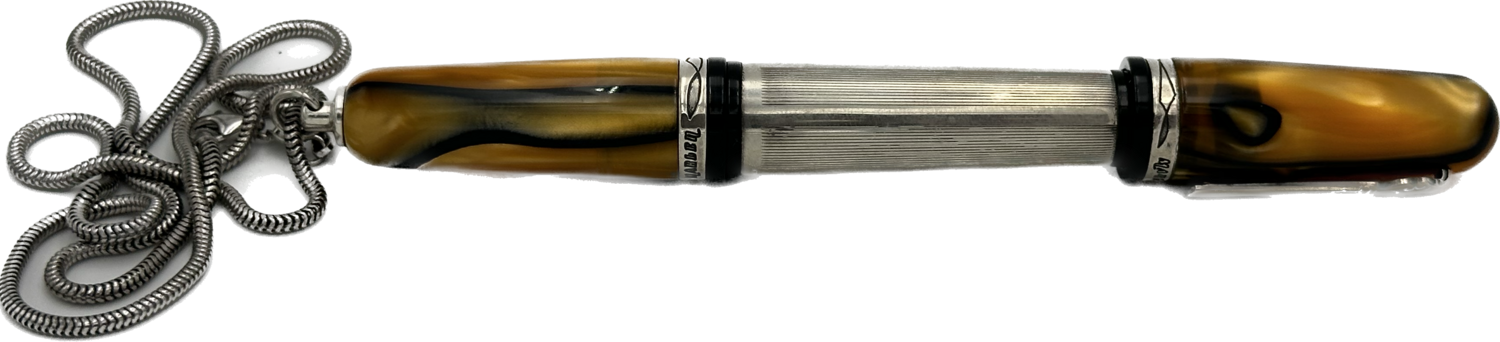 Marlen stylo plume celluloïd, argent et or 18 carats