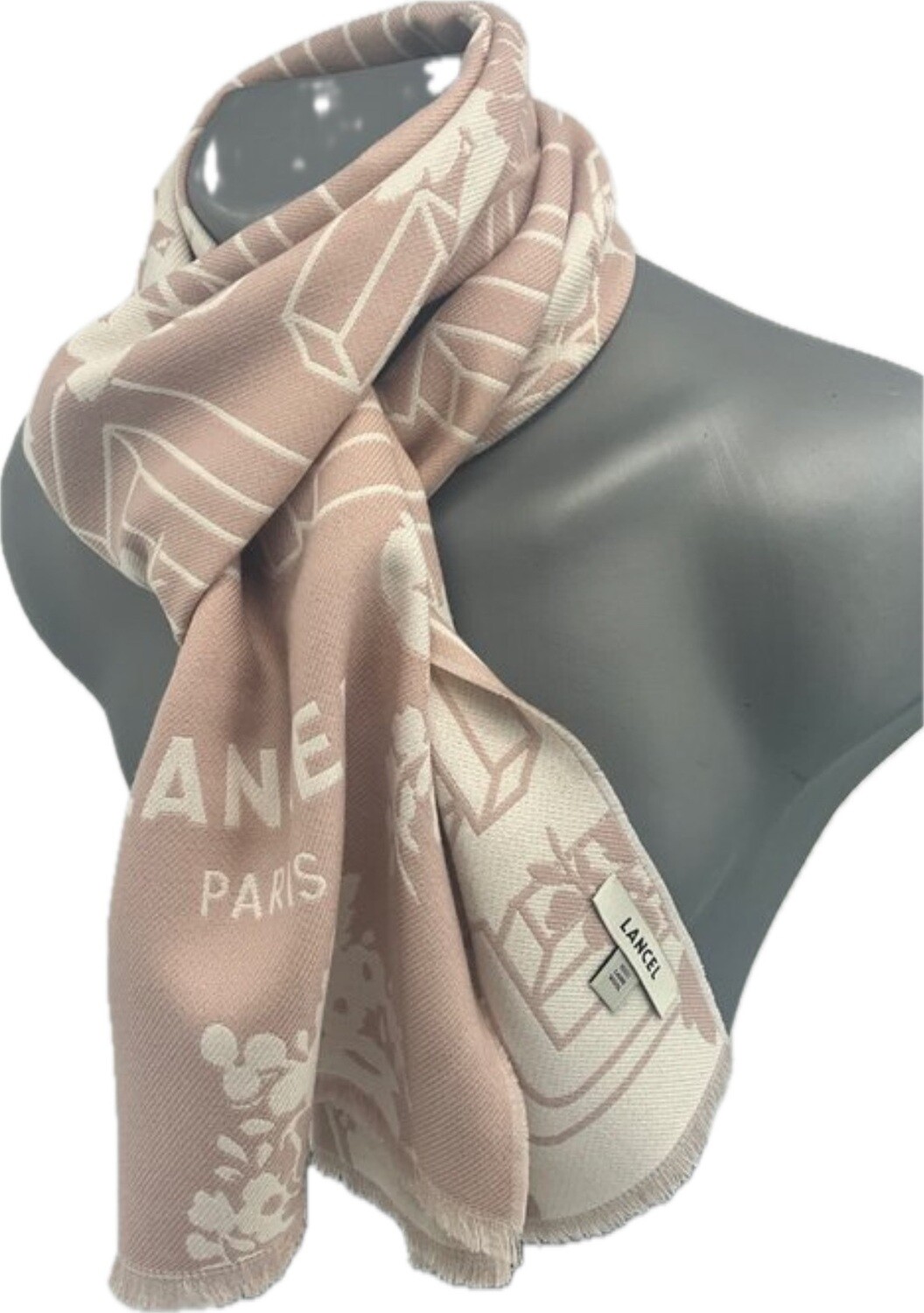 Lancel monogramme écharpe en laine 33x168