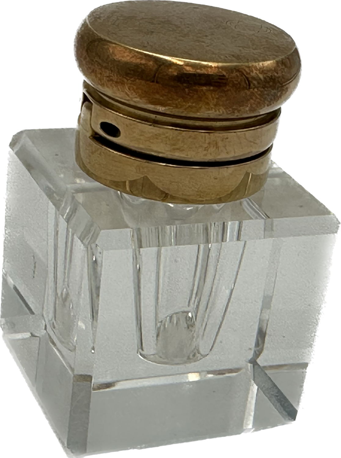 Montblanc encrier vintage cristal et laiton pour stylo plume