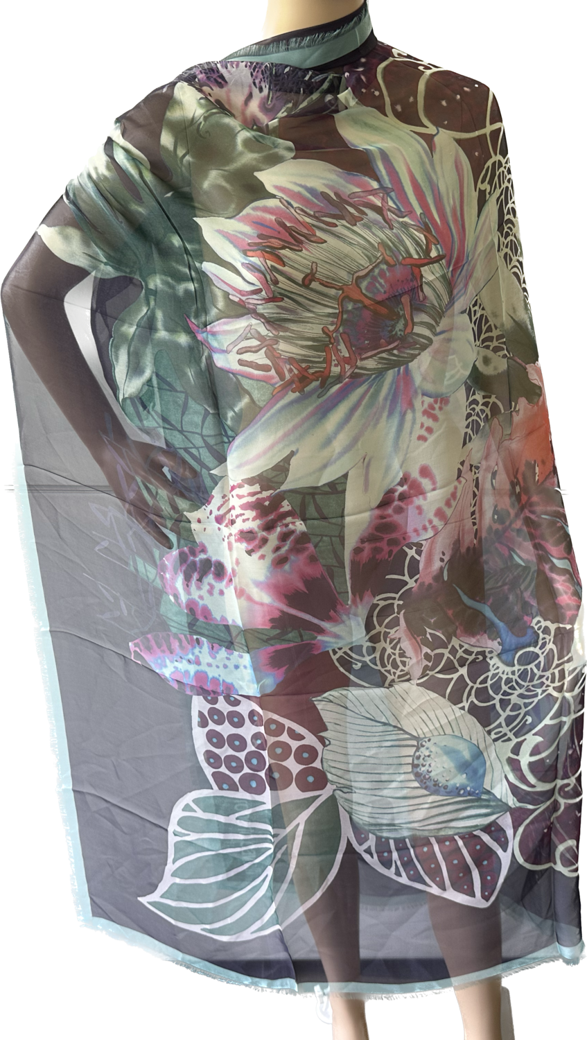 Roberto cavalli étole en mousseline de soie 135x140