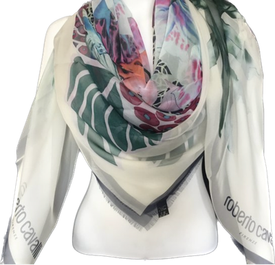 Roberto cavalli écharpe mousseline de soie 140x140