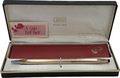 Cross coffret stylo bille et etui, plaqué or 14 k