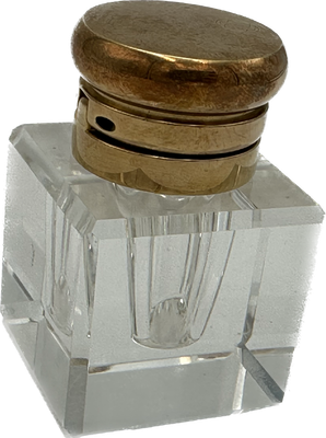 Montblanc encrier vintage cristal et laiton pour stylo plume