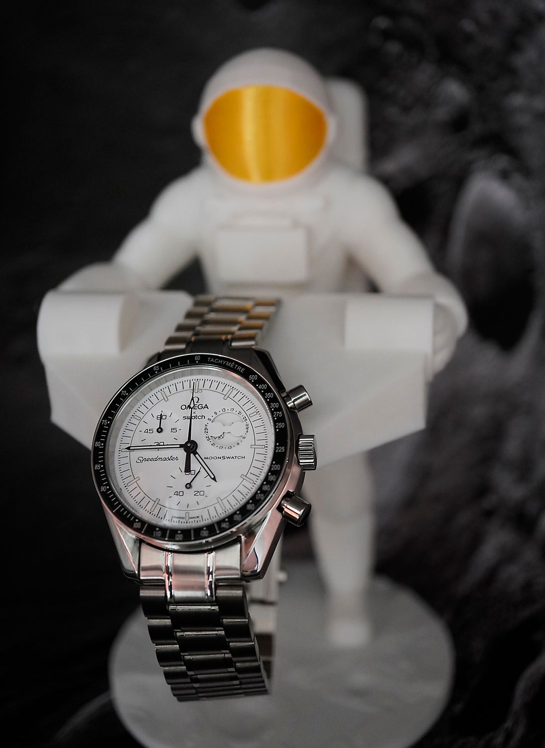 MoonPhase Snoopy SS with SS Bracelet Engrave "S" Crown