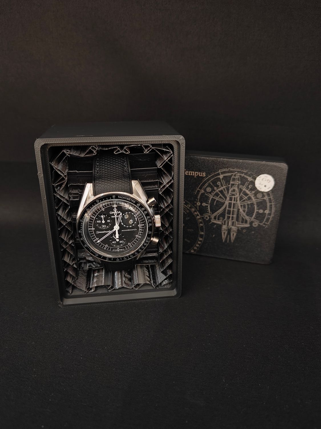 MoonPhase Snoopy SS - Black Silicone Strap