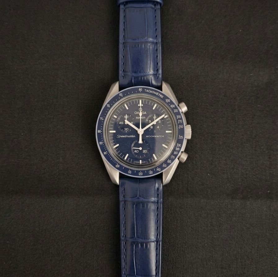 Blue Leather Strap with Folding Clasp (Special order)