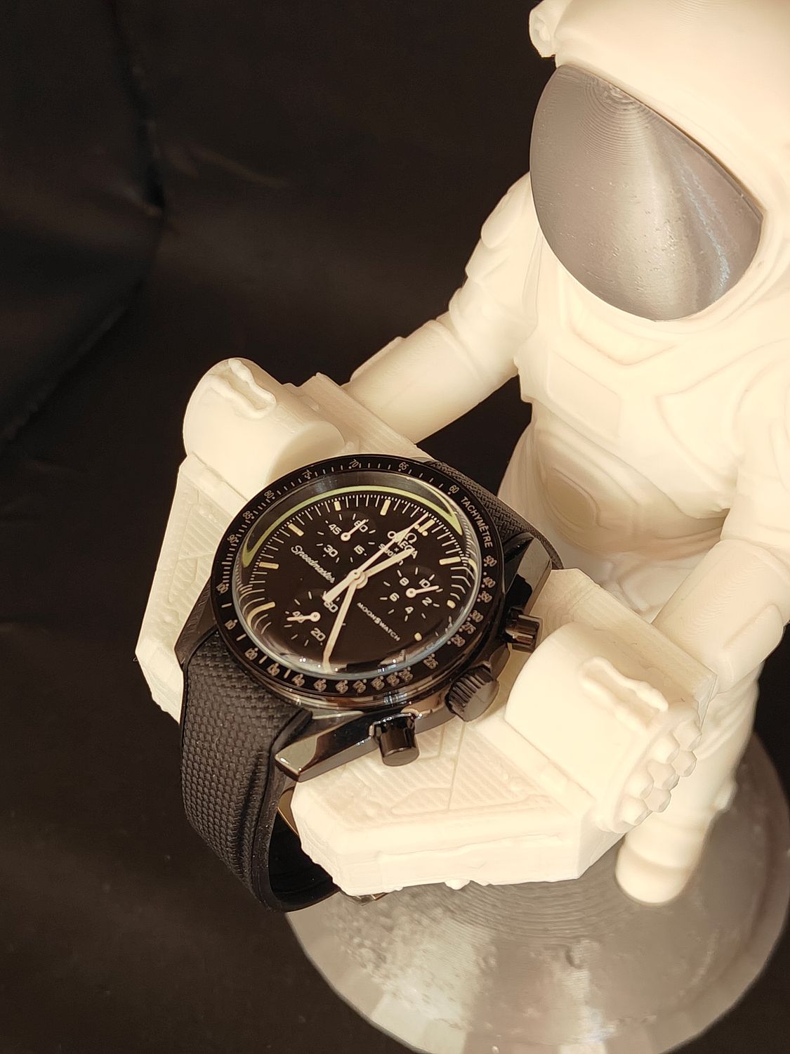 Moon Black SS with Silicone Strap