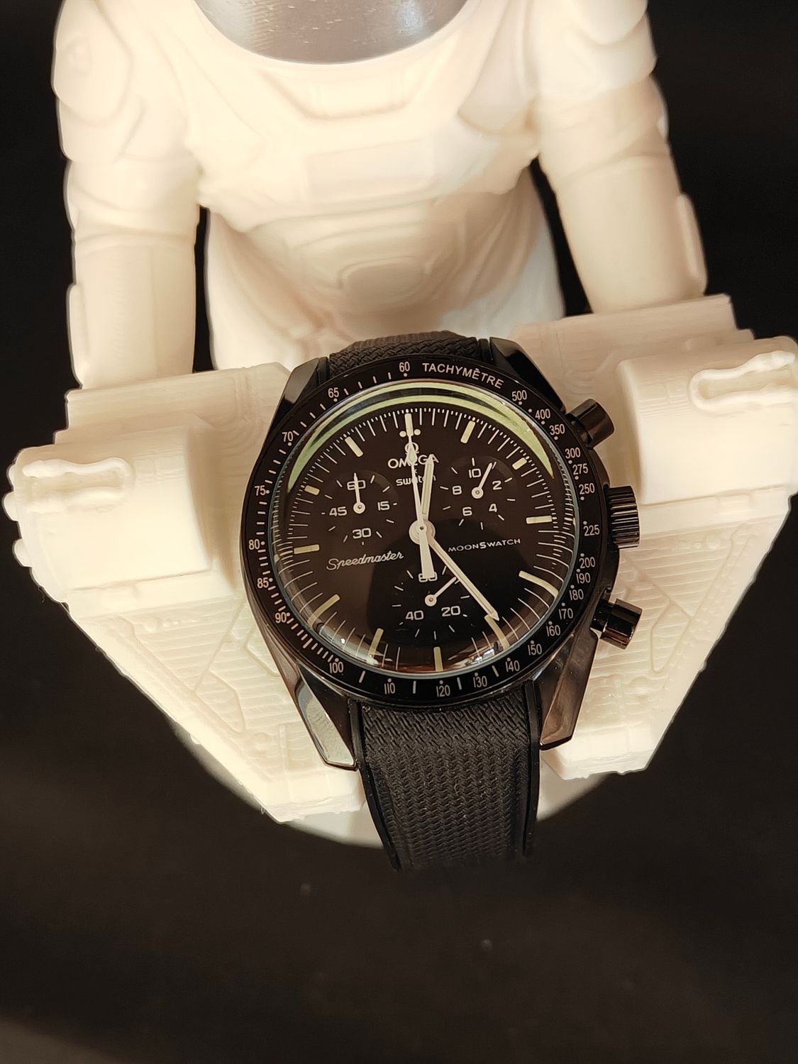 Moon Black SS with Silicone Strap