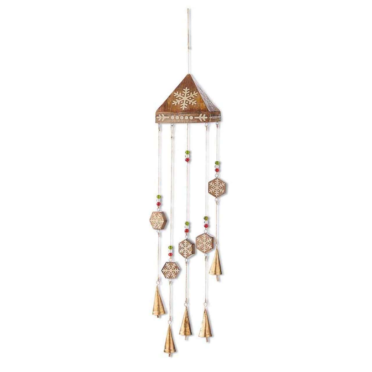 Painted Snowflake Wooden Wind Chime