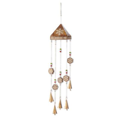 Painted Snowflake Wooden Wind Chime