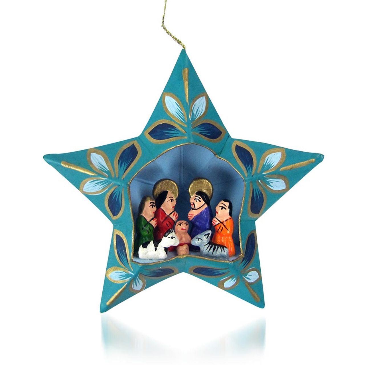 Teal Star Nativity Ornament