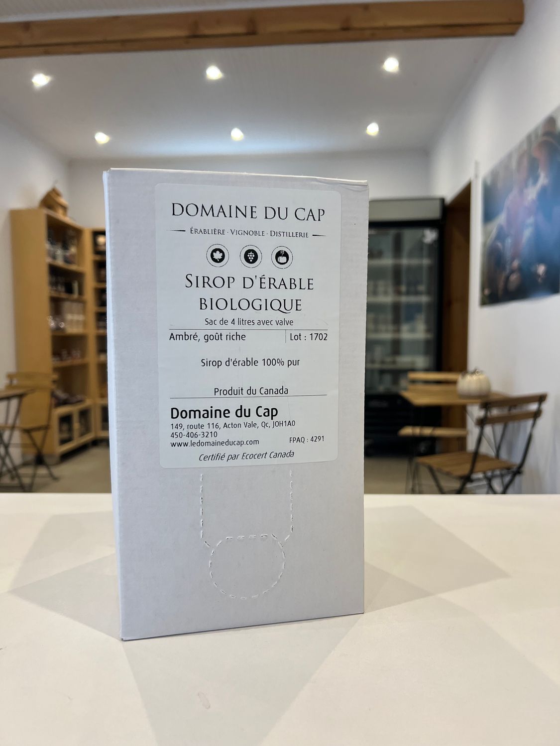 Sirop d'érable biologique, Ambré goût riche - Sac de 4 litres - Sacré-Cœur