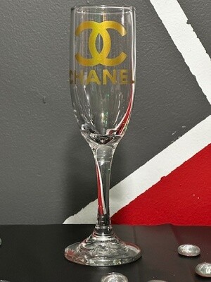 Vinyl Initial/Chanel Wine Glass