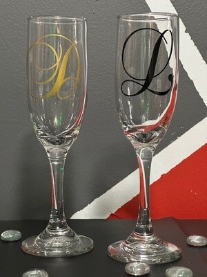 Vinyl Initial/Chanel Wine Glass
