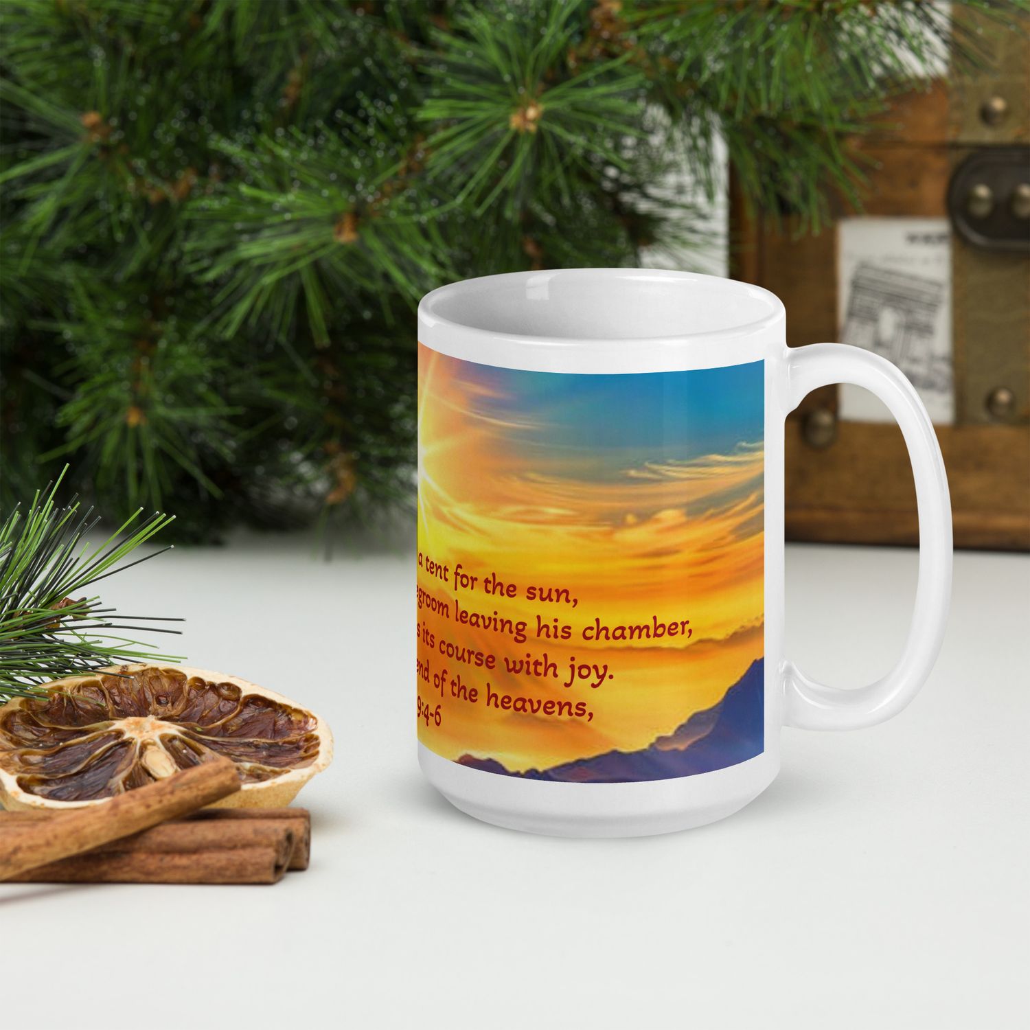 Psalm 19:4-6 White glossy mug