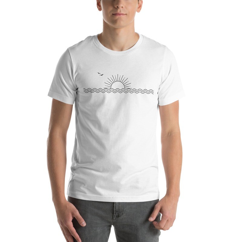 t-shirt, sunset, seagulls