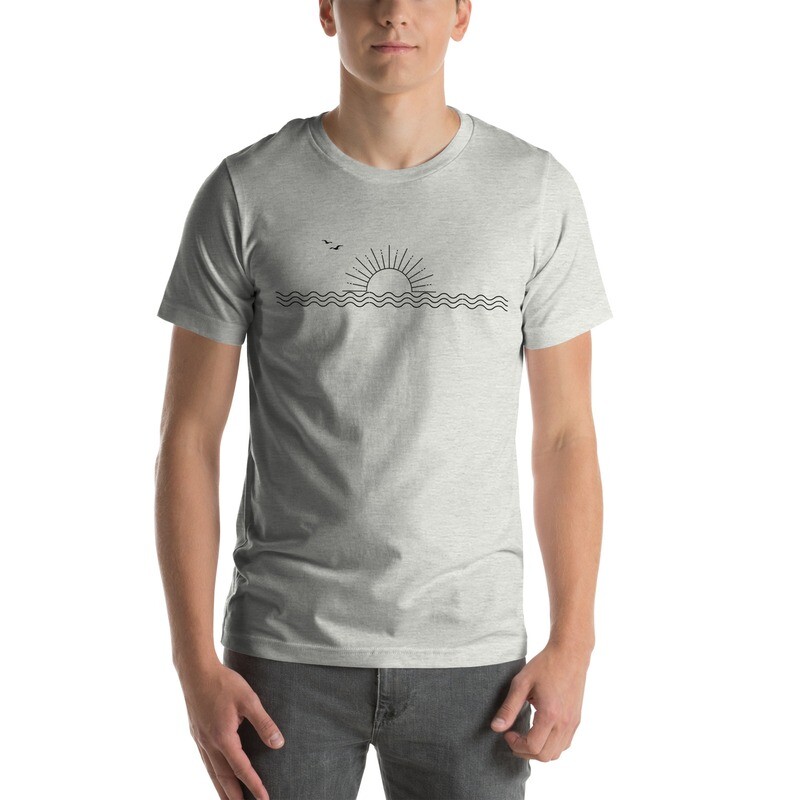 t-shirt, sunset, seagulls