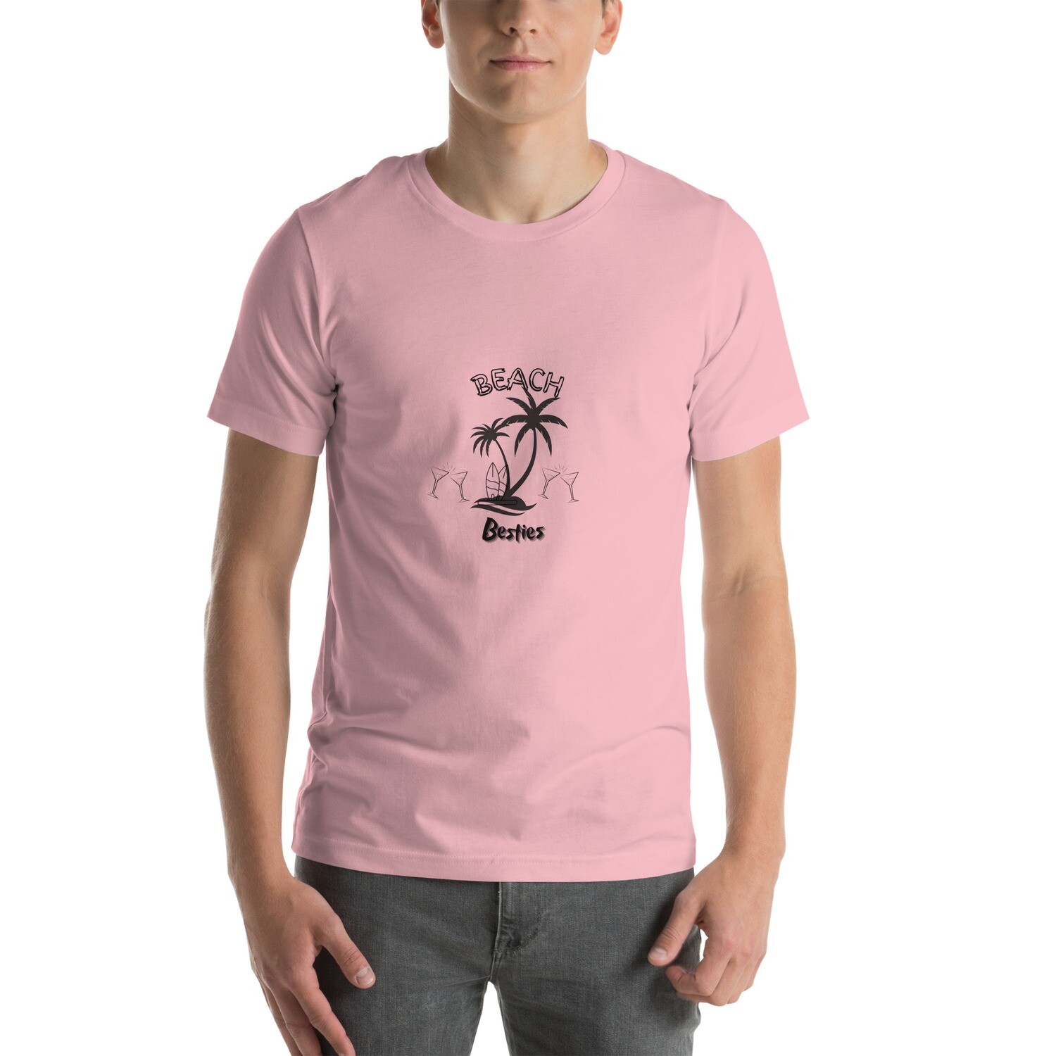 t-shirt, beach besties, surfboard, palm tree