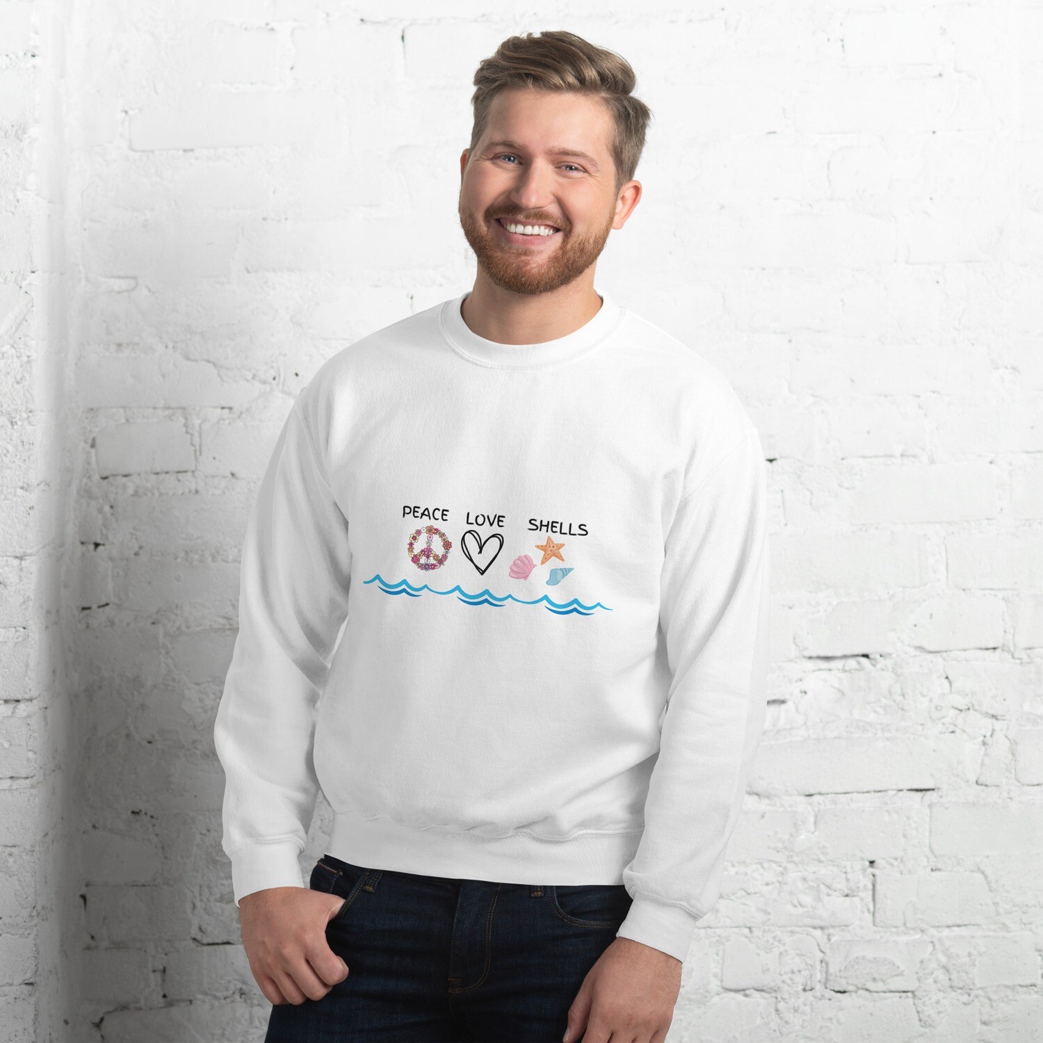 Sweatshirt, peace love shells