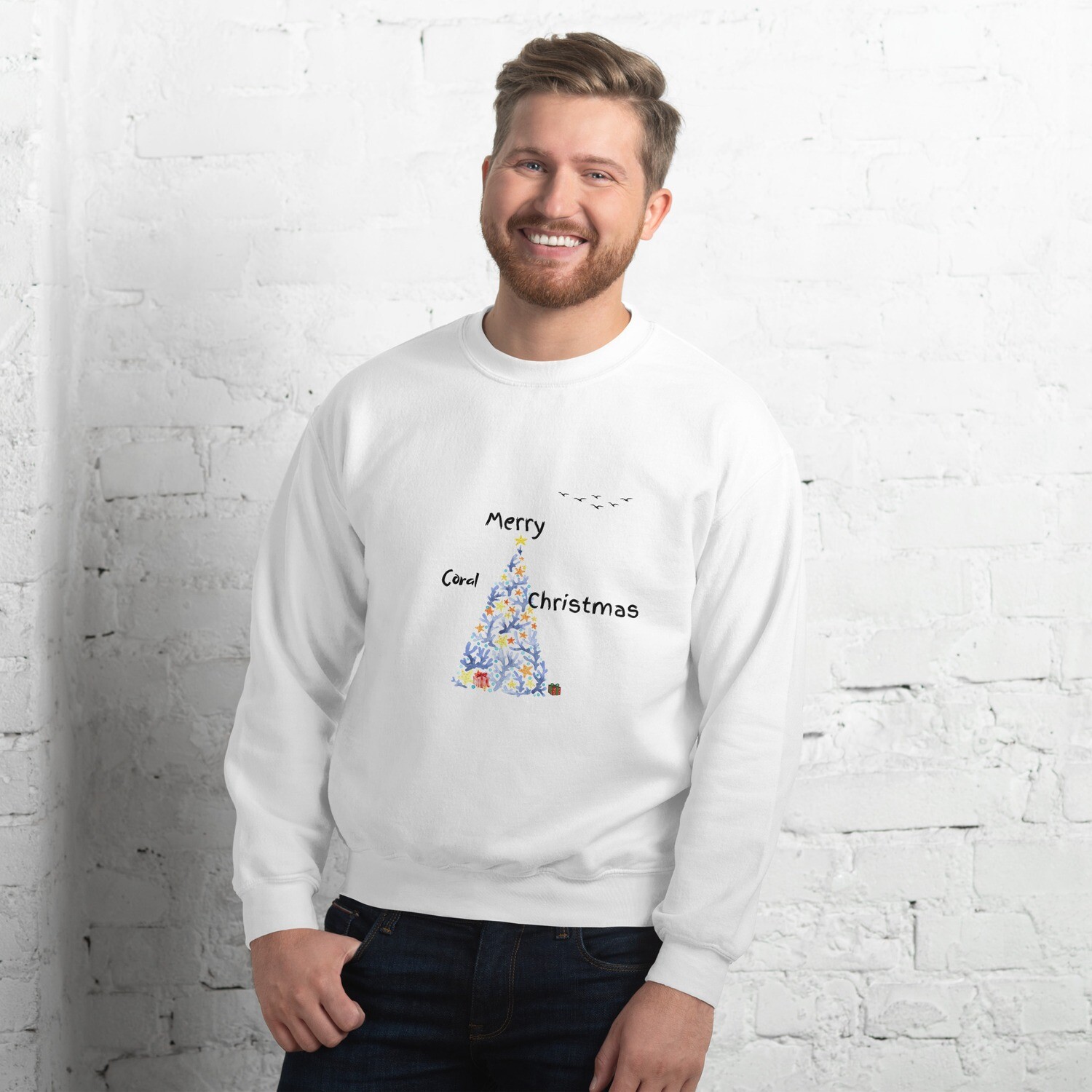 Sweatshirt, merry Christmas, Coral Christmas, Merry coral Christmas