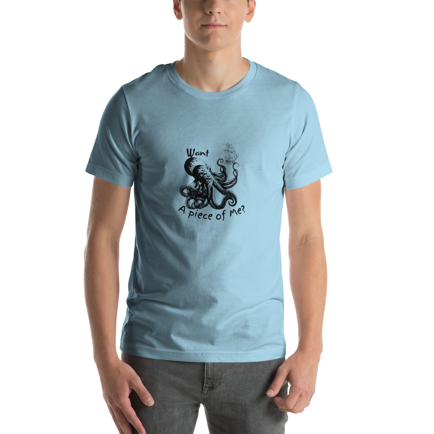 t-shirt, want a piece of me, octopus, tall ship