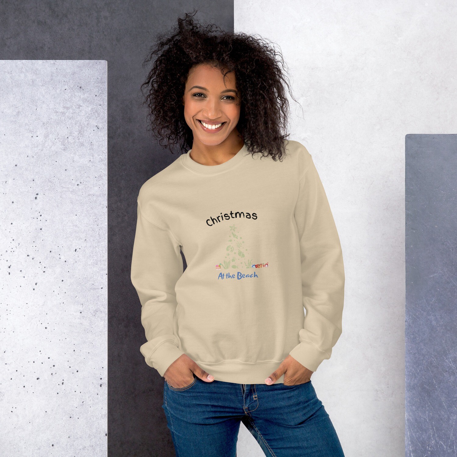 Sweatshirt, Christmas at the beach, Christmas tree, Christmas presents