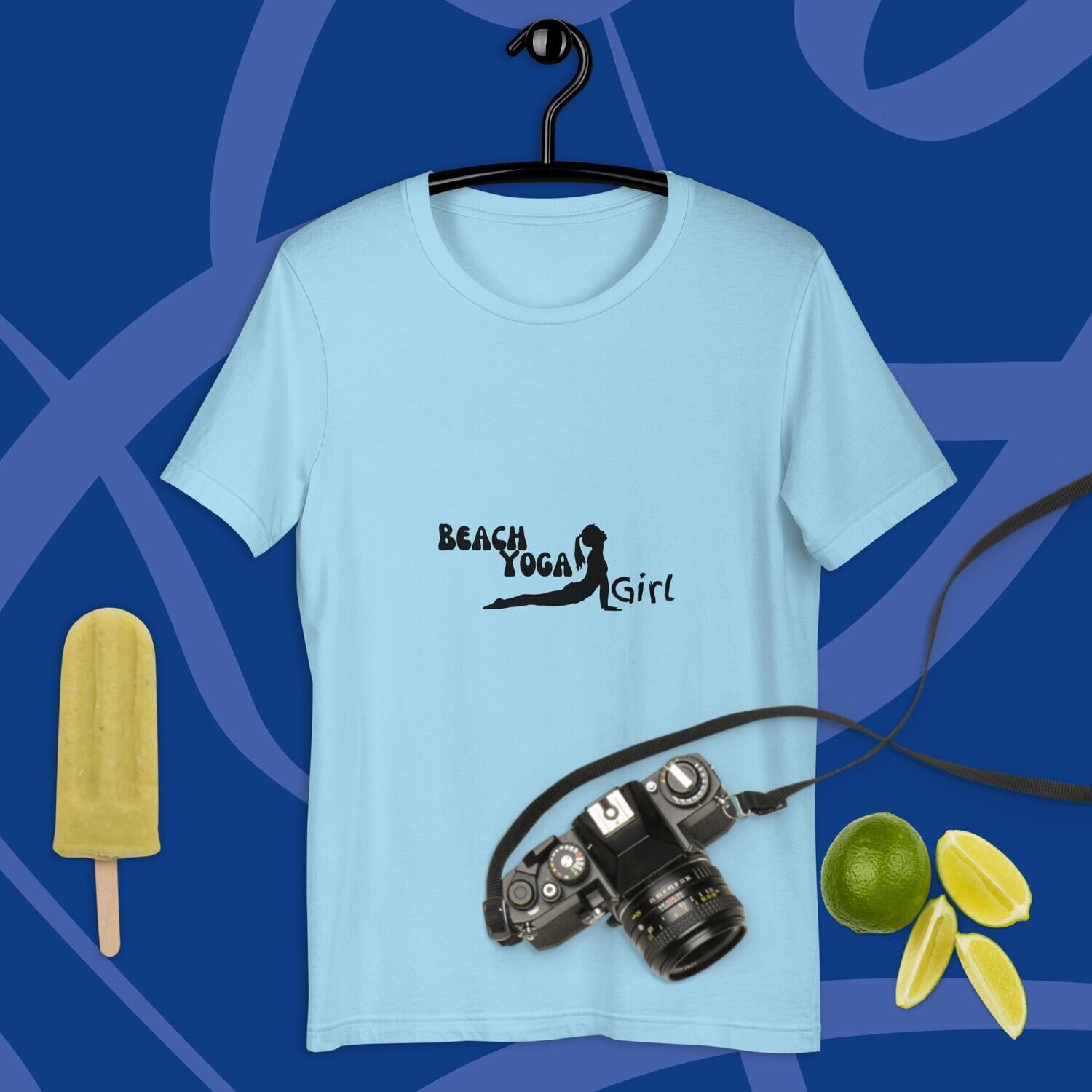 t-shirt, beach yoga girl