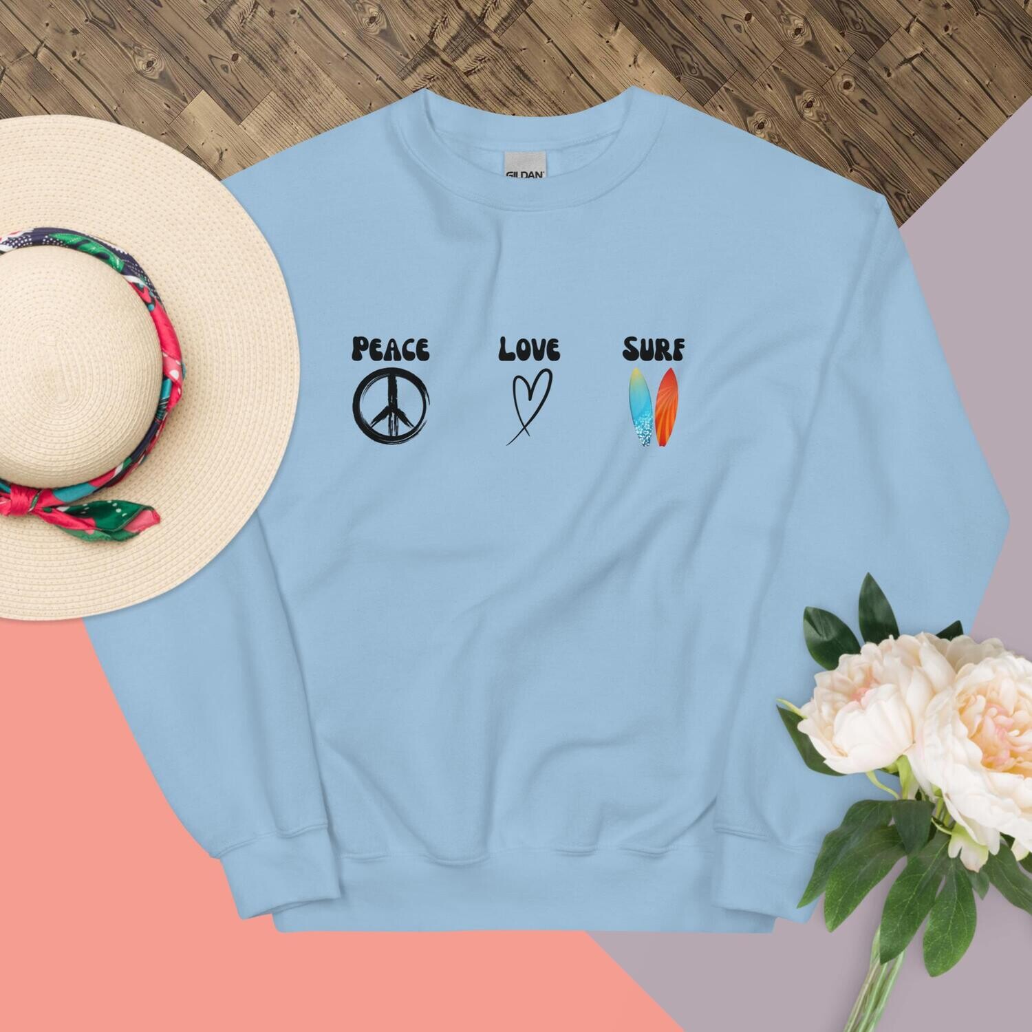 Sweatshirt, Peace love surf
