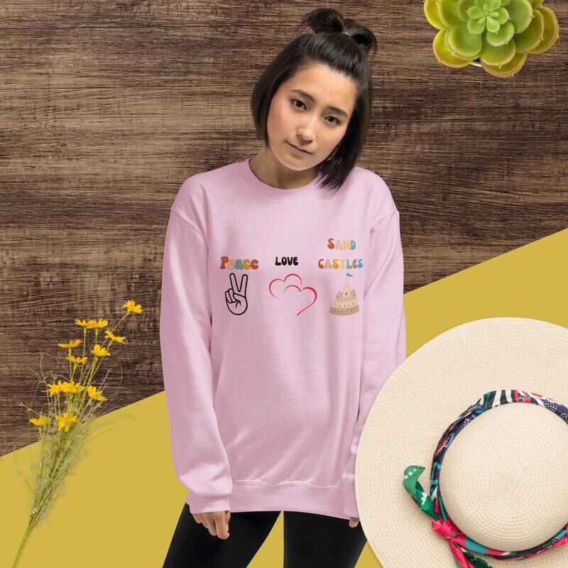 Sweatshirt, peace love sandcastles