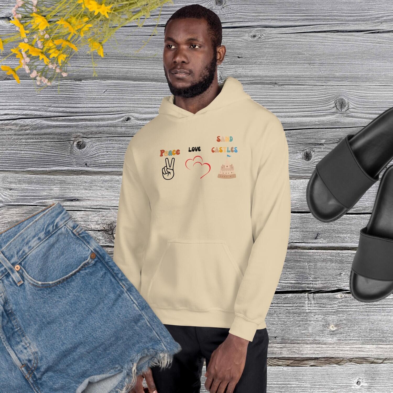 Hoodie, peace love sandcastles