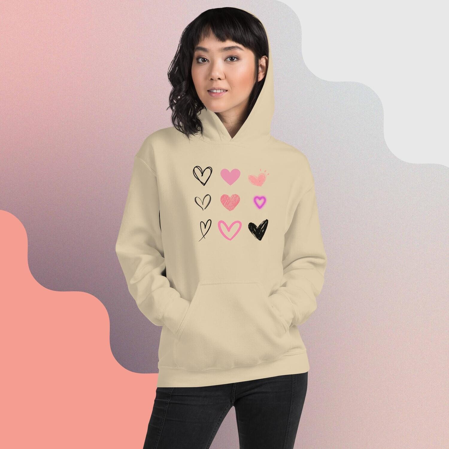 Hoodie, love hearts,