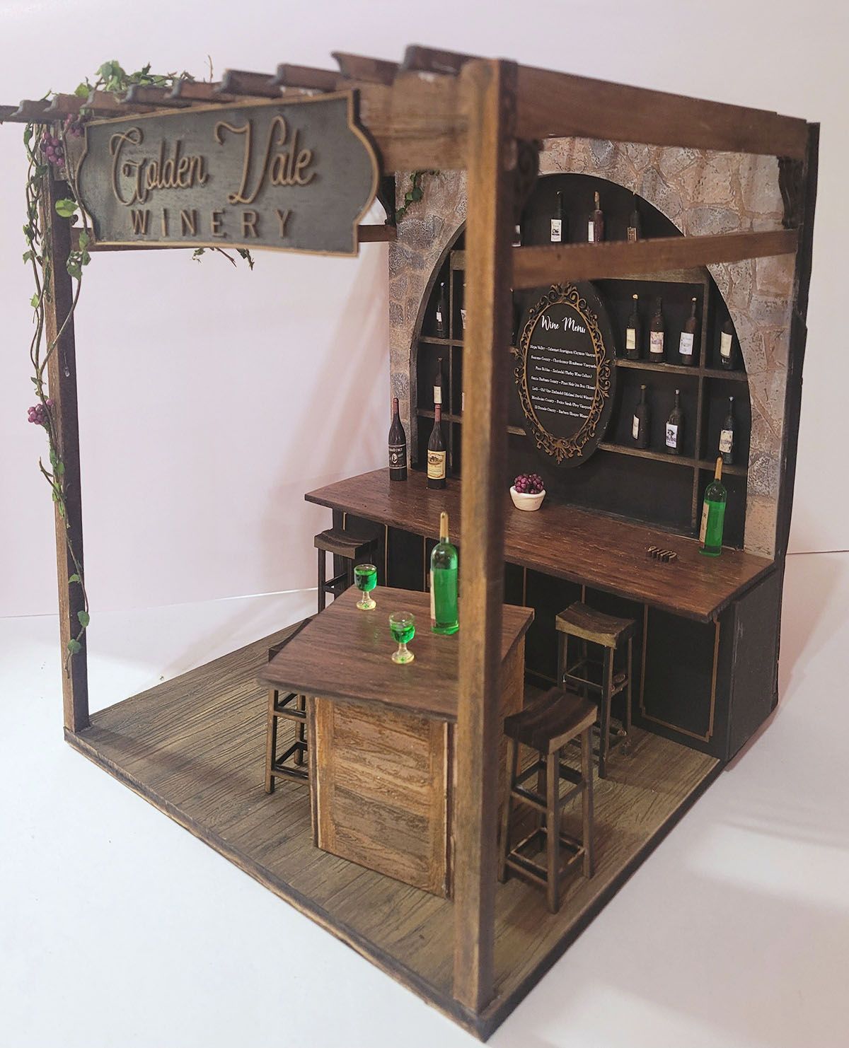 Golden Vale Tasting Room: A California Winery in Miniature - 1 Golden Vale Tasting Room: A California Winery in Miniature - 1" Scale