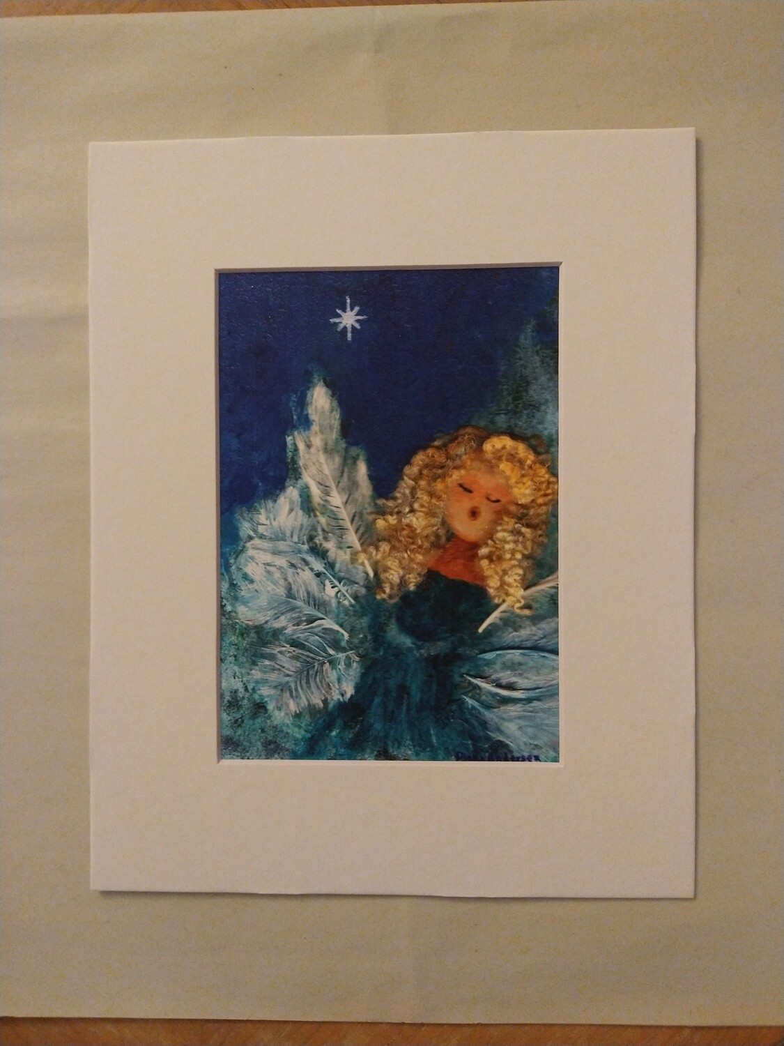 Print of Original Art Mixed Media Angel w/mat