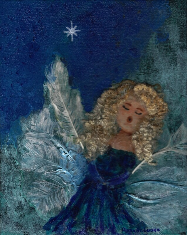 Italy【天使】Mixed Media Print of Original Art Mixed Media Angel w/mat
