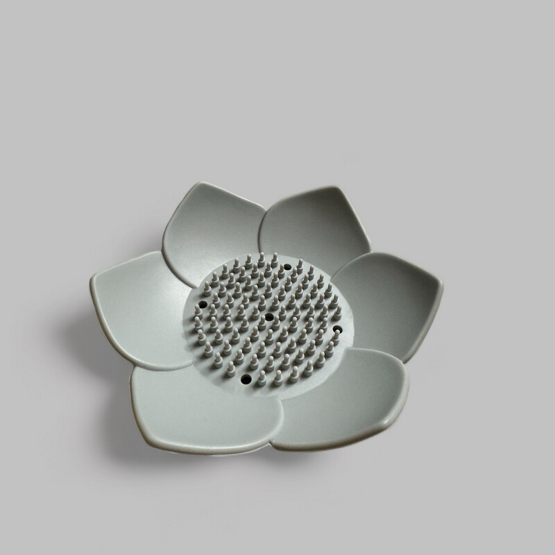 🌱Seifenschale aus Silikon🌱 - Japanische Blume grau