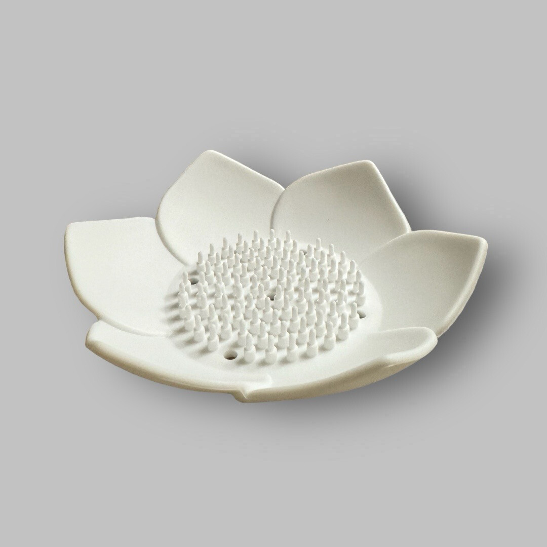 🌱Seifenschale aus Silikon🌱 - Japanische Blume, weiss