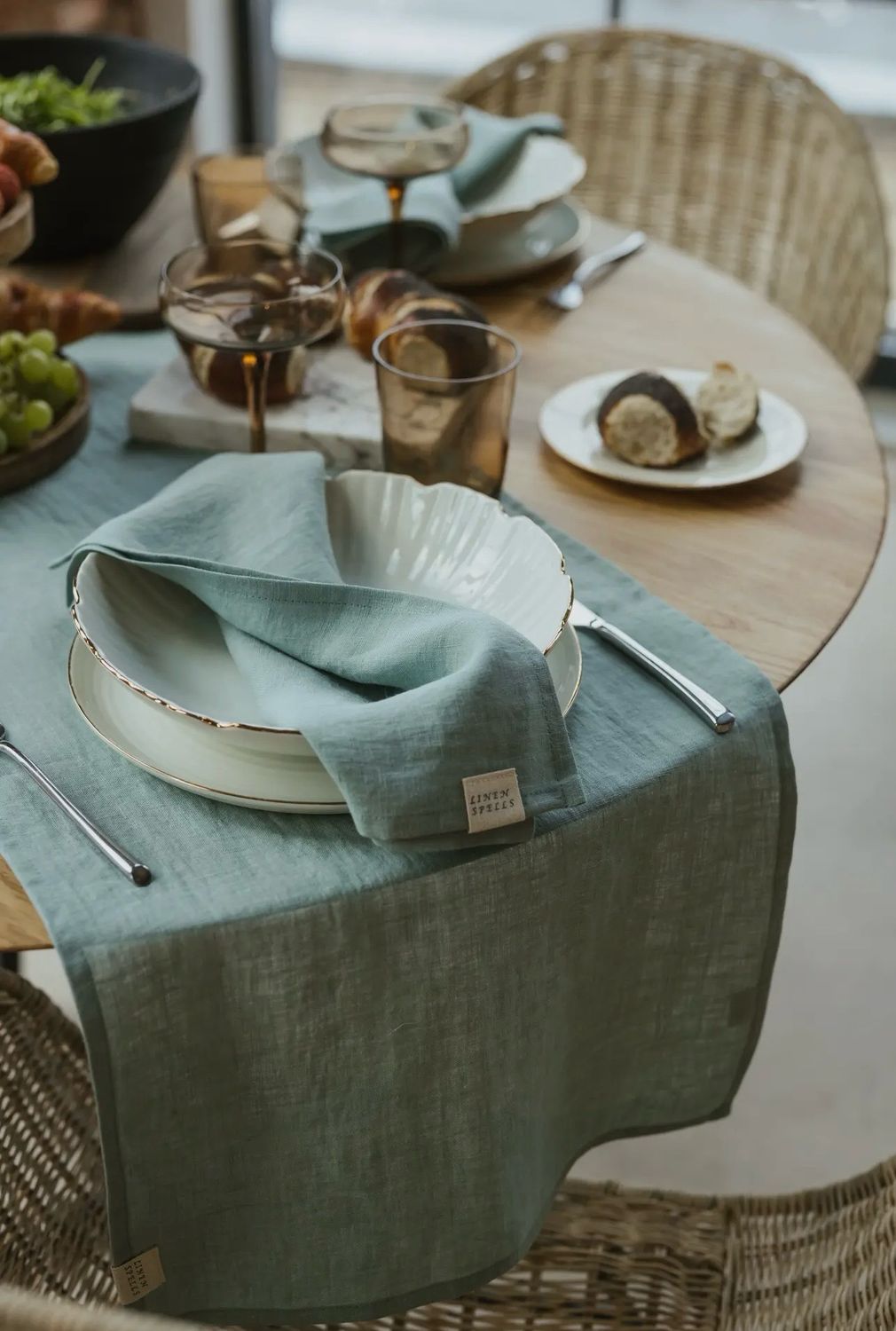 Tischläufer Ocean Mint aus Leinen