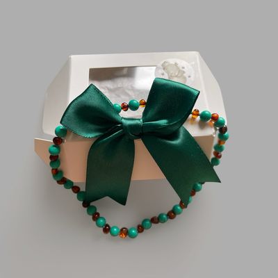 🌿 Bernsteinkette mit Edelsteinen für Babys &amp; Kinder