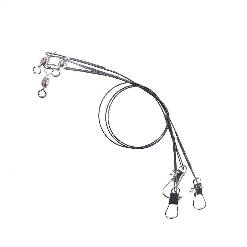 Mustad Nylon Coated Wire Leader with Crane Swivel and Snap, Color: Black, Size: 30/20