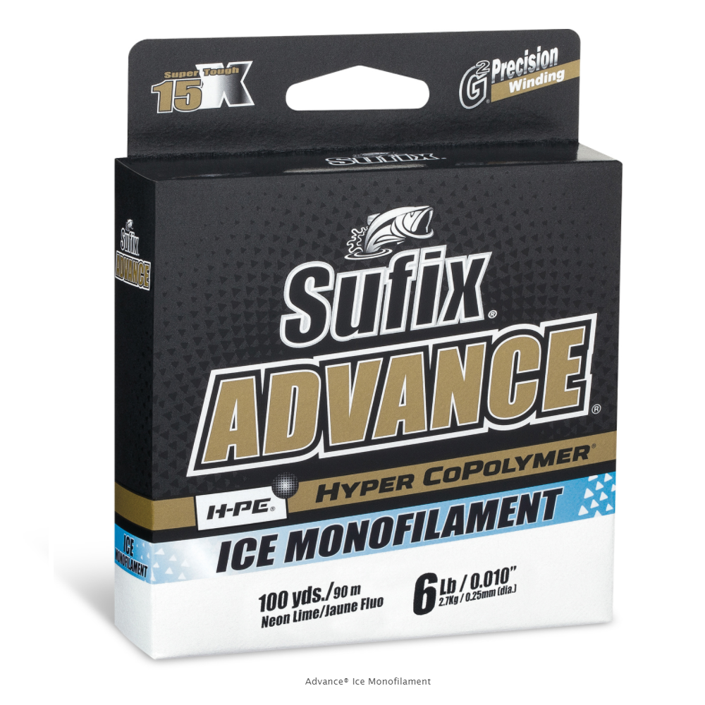 Sufix Advance Ice Monofilament, Colour: Clear, Yard: 100, lb Test: 4