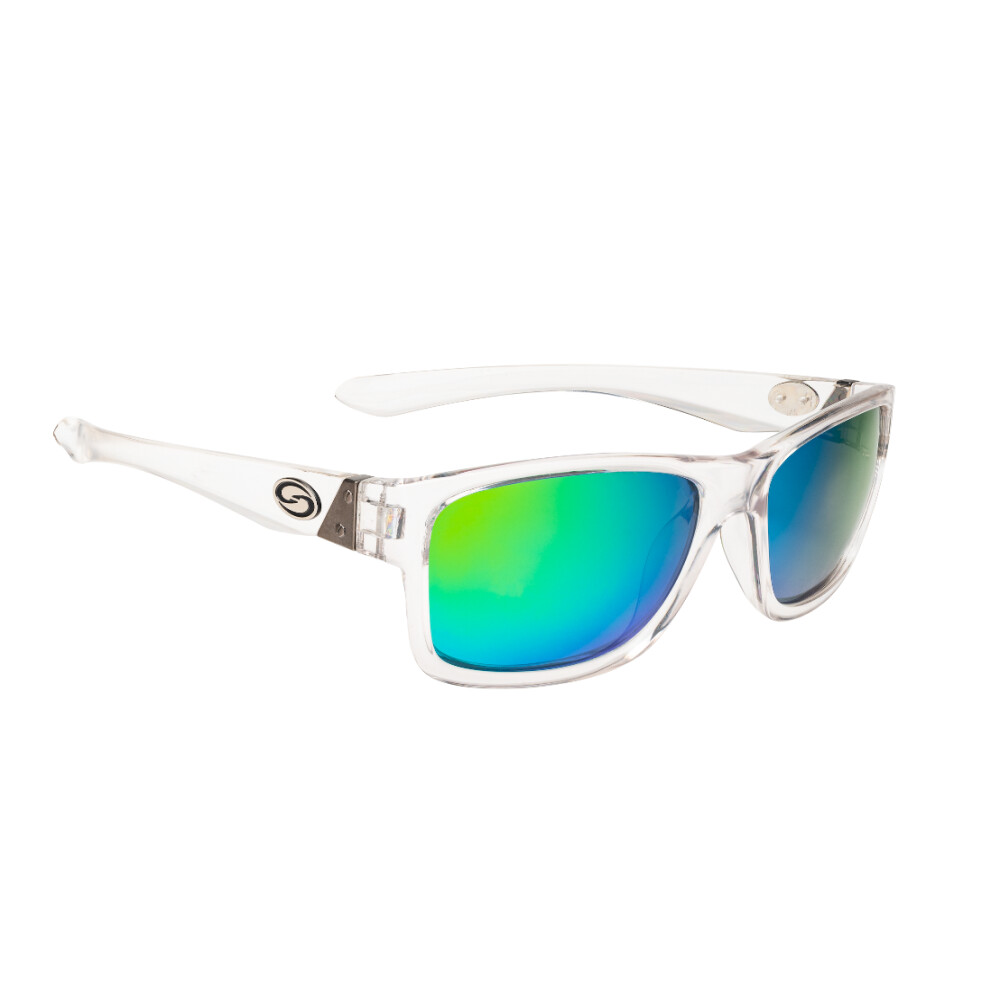 SK Plus Platte / Shiny Crystal Clear Frame Multi Layer Green Mirror Amber Base Lens