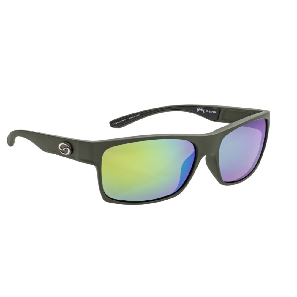 SKP Catawba Sunglasses - Matte OD Green Frame, Revo Green, Amber Lens