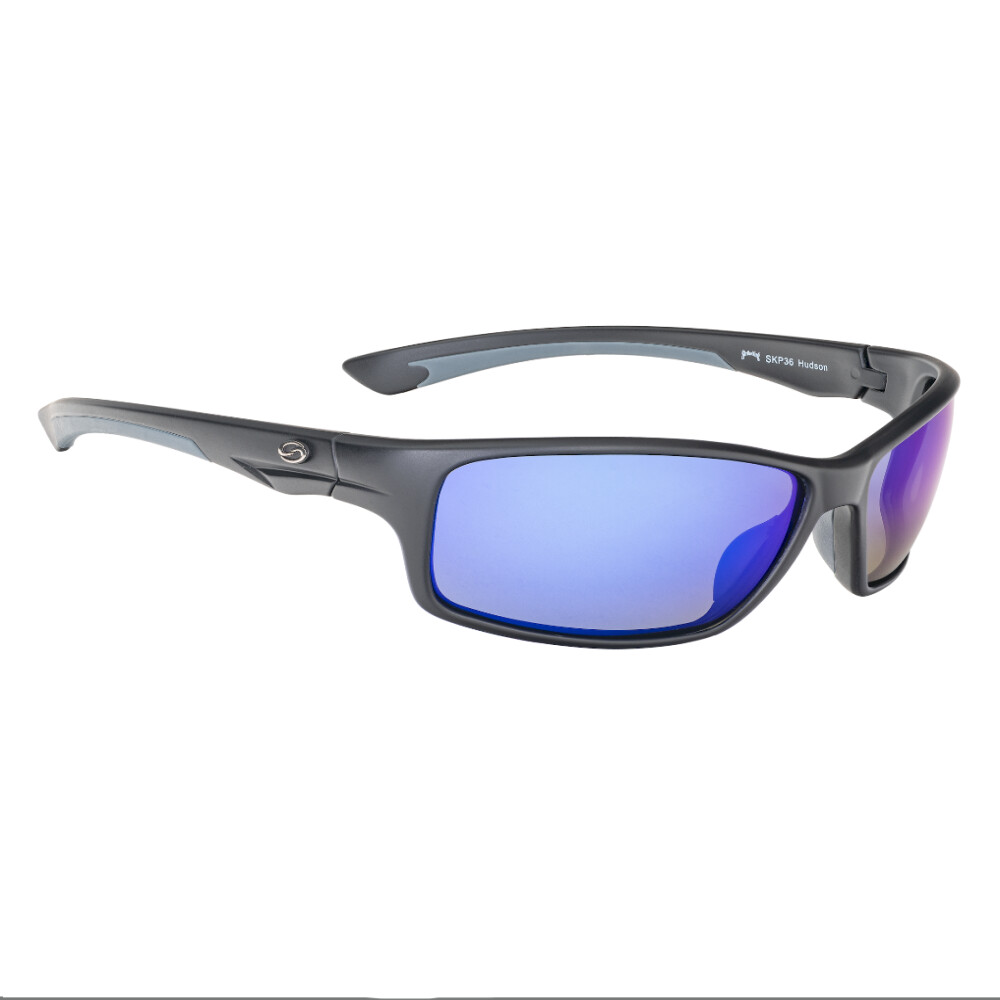SK Plus Hudson / Matte Black Frame Multi Layer White Blue Mirror Gray Base Lens