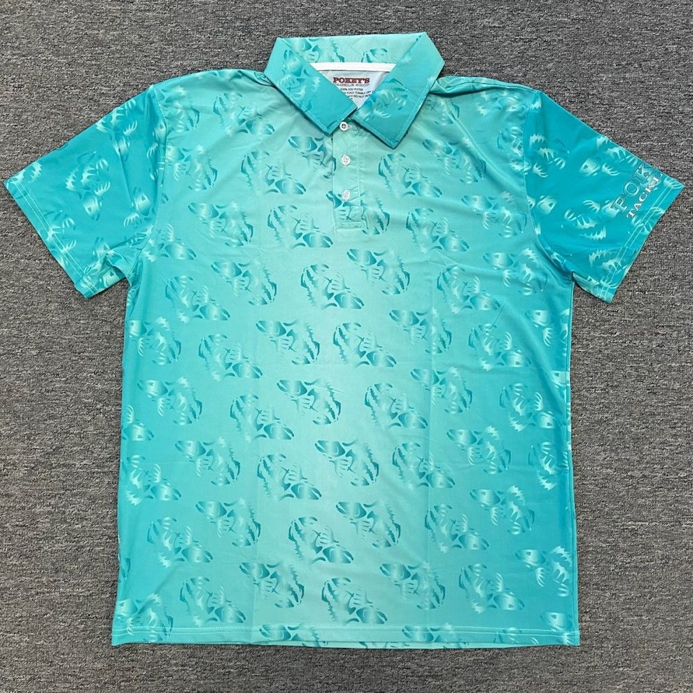 Pokey&#39;s Golf Shirt, Color: Teal Fish, Size: S