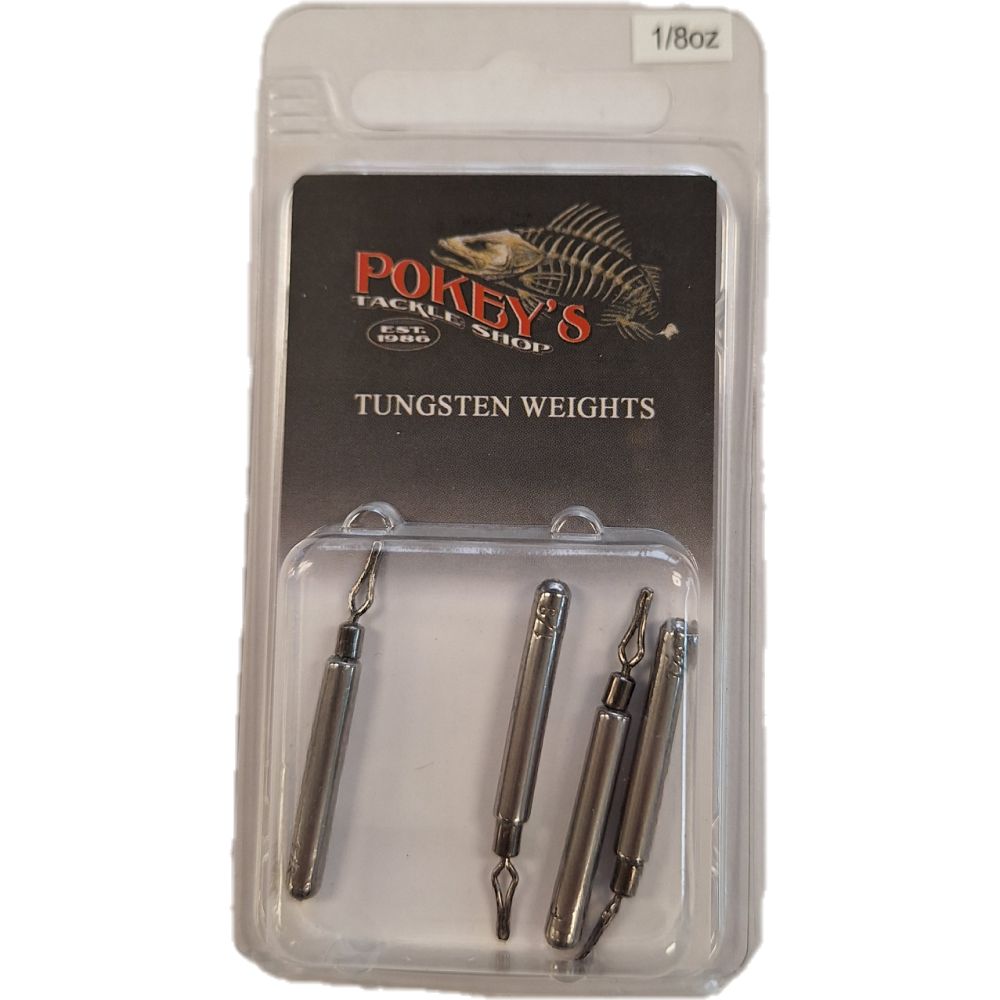 Pokey&#39;s Tungsten Skinny Drop Shot Weight, Colour: Plain, Size: 1/8, Quantity: 4