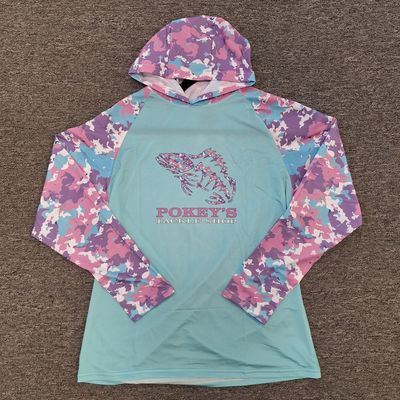 Youth Sun Shirt Hooded Pink Teal Camo